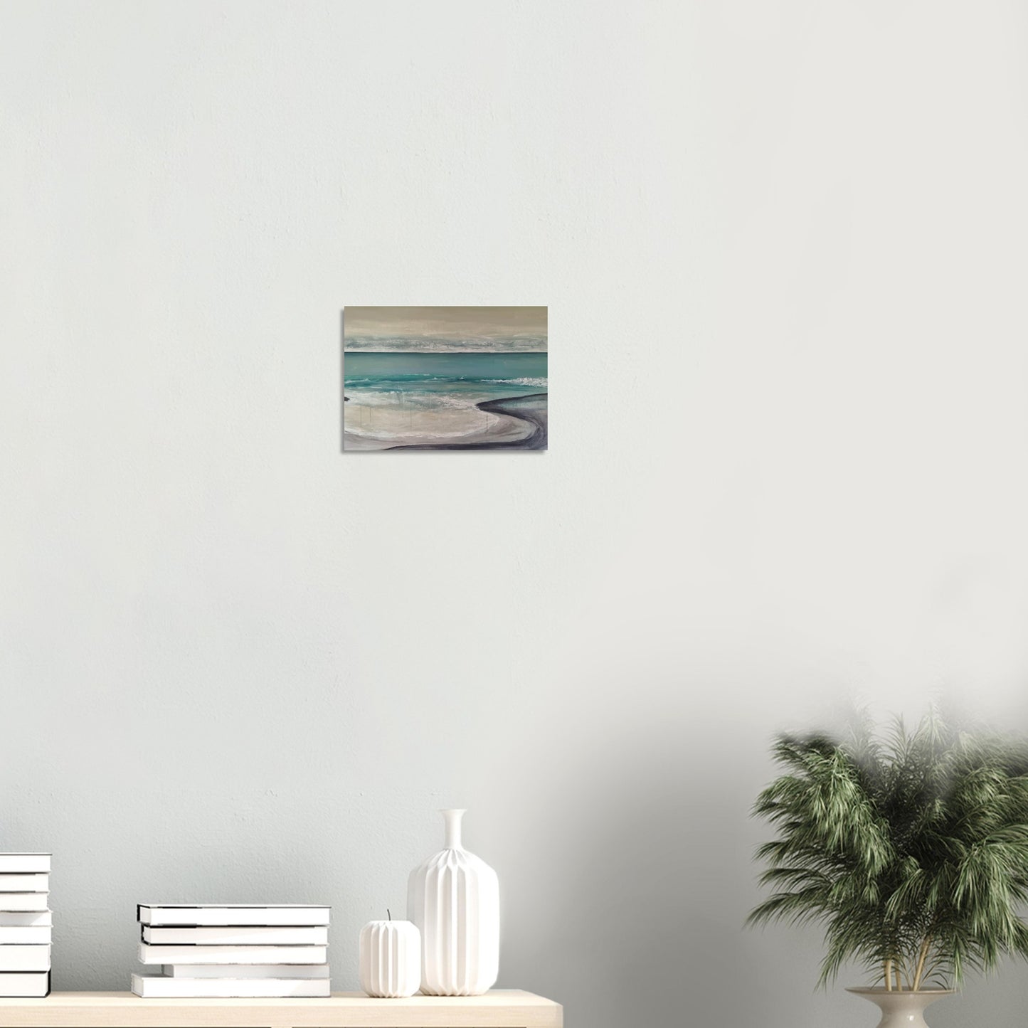 Artwork of Napier Beach with curved shoreline, turquoise sea and soft waves.