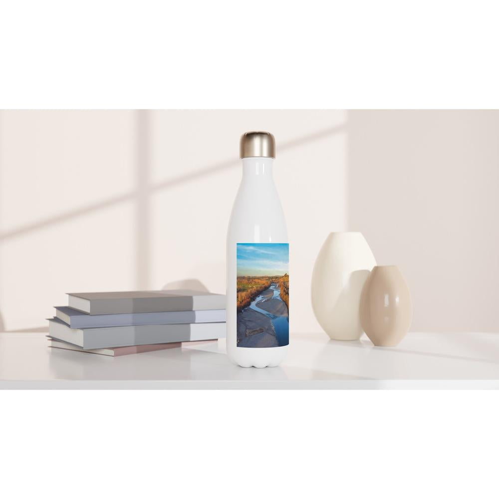 Designer stainless steel water bottle with original artwork by NZ designer