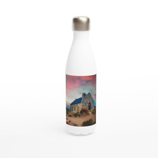 'Lake Tekapo' white 17oz stainless steel water bottle