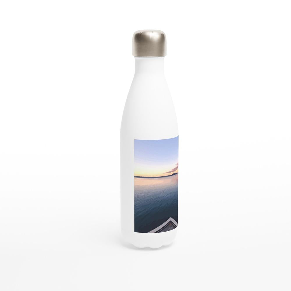 Designer stainless steel water bottle with original artwork by NZ designer