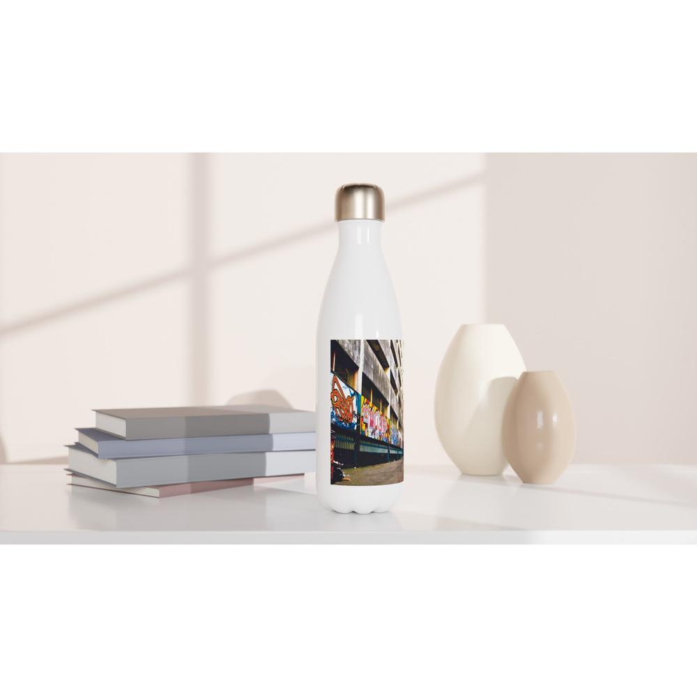 Designer stainless steel water bottle with original artwork by NZ designer