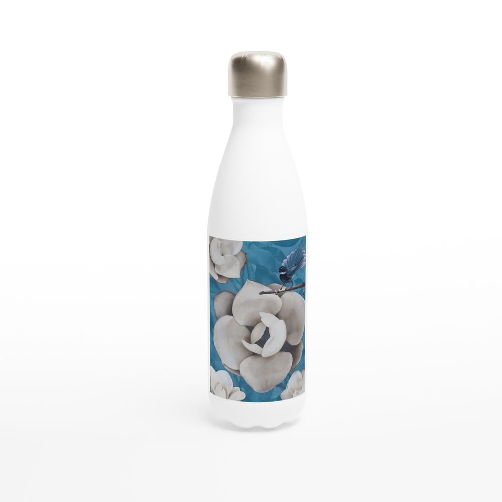 Designer stainless steel water bottle with original artwork by NZ designer