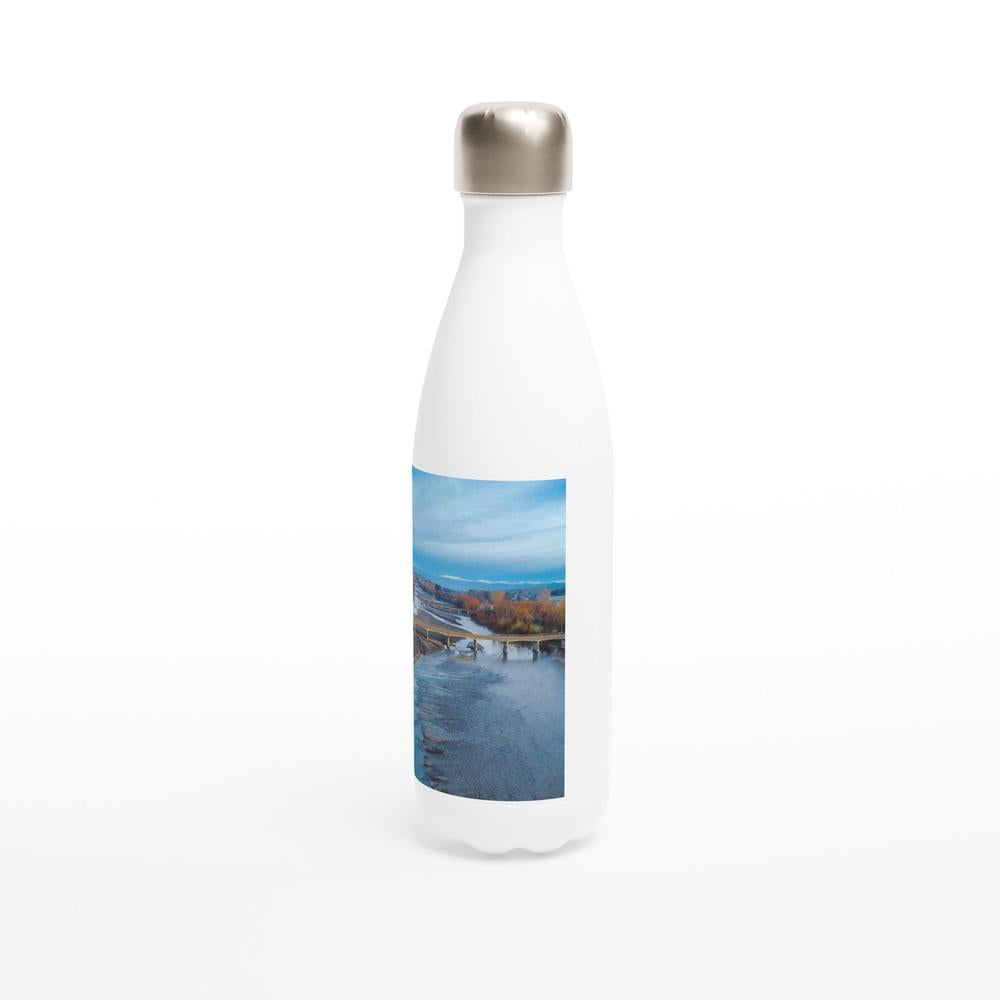 Designer stainless steel water bottle with original artwork by NZ designer