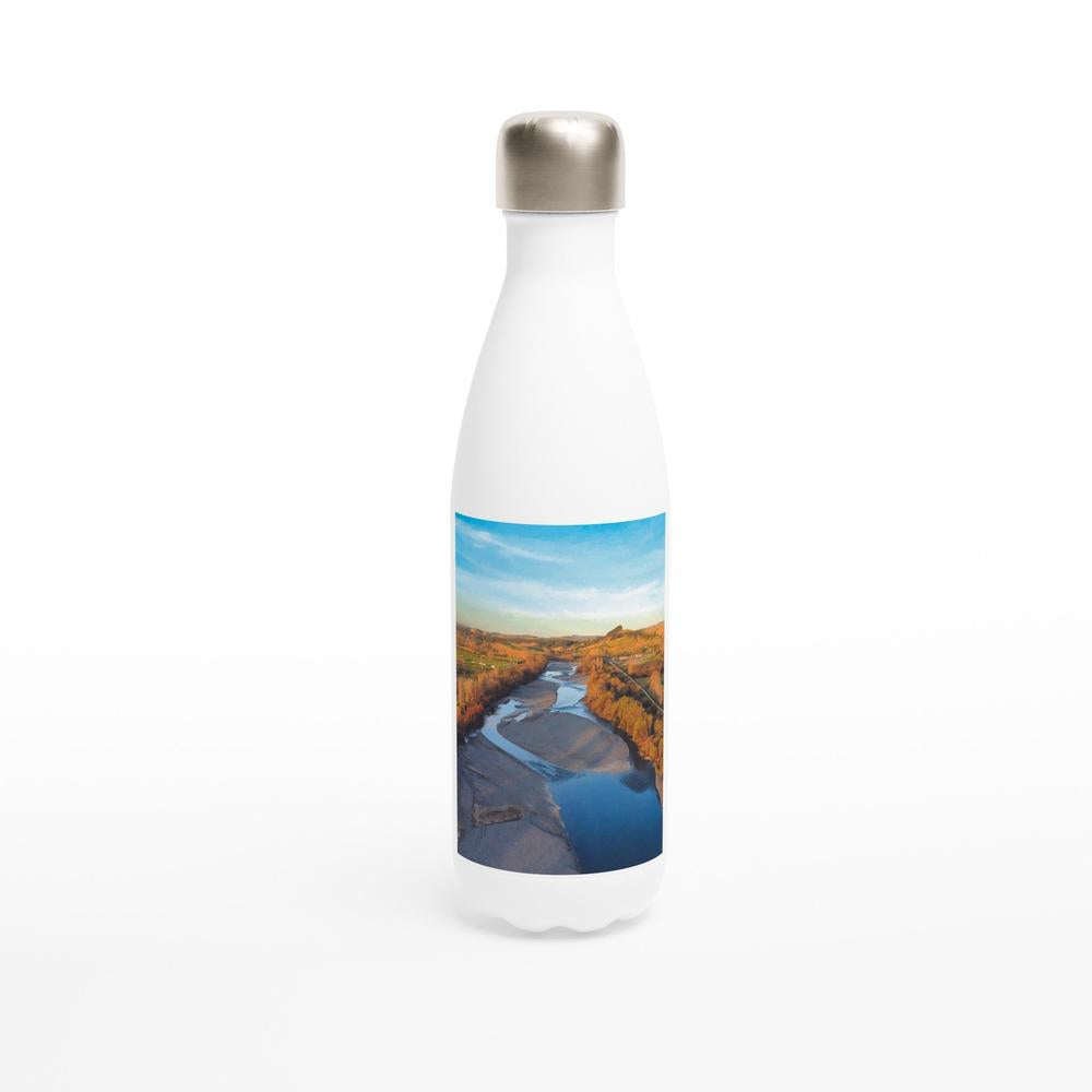 Designer stainless steel water bottle with original artwork by NZ designer