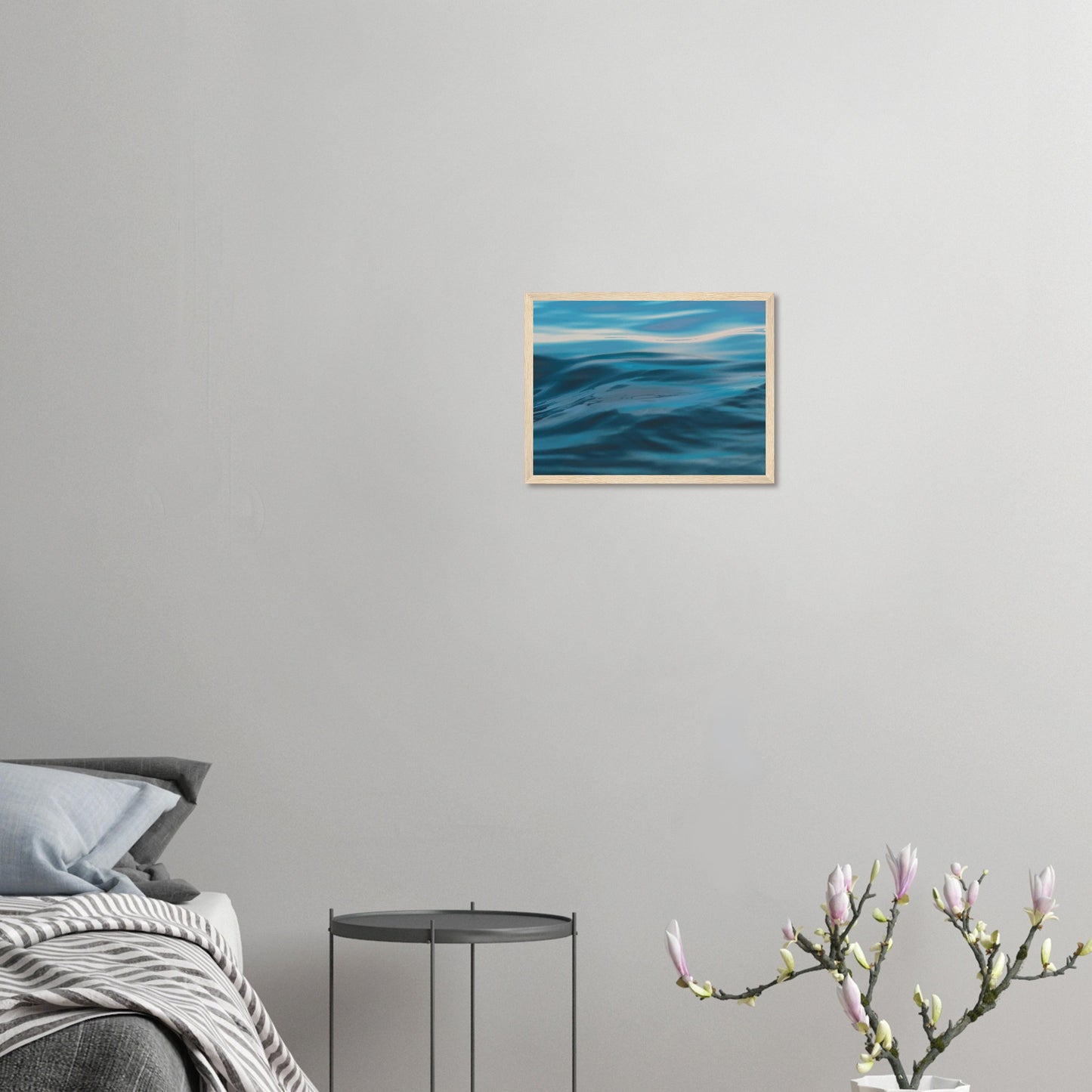 Flowing blue seascape with soft ripple textures and light reflections.