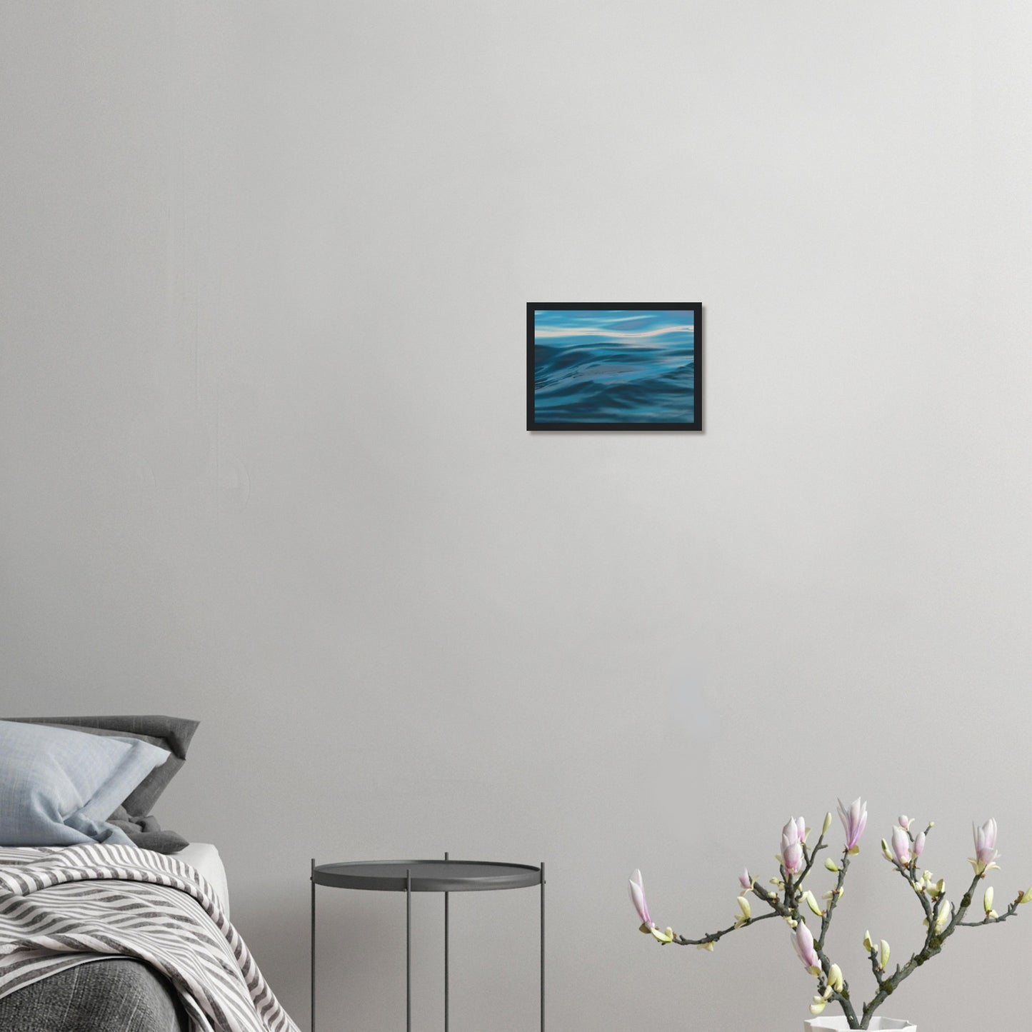 Flowing blue seascape with soft ripple textures and light reflections.