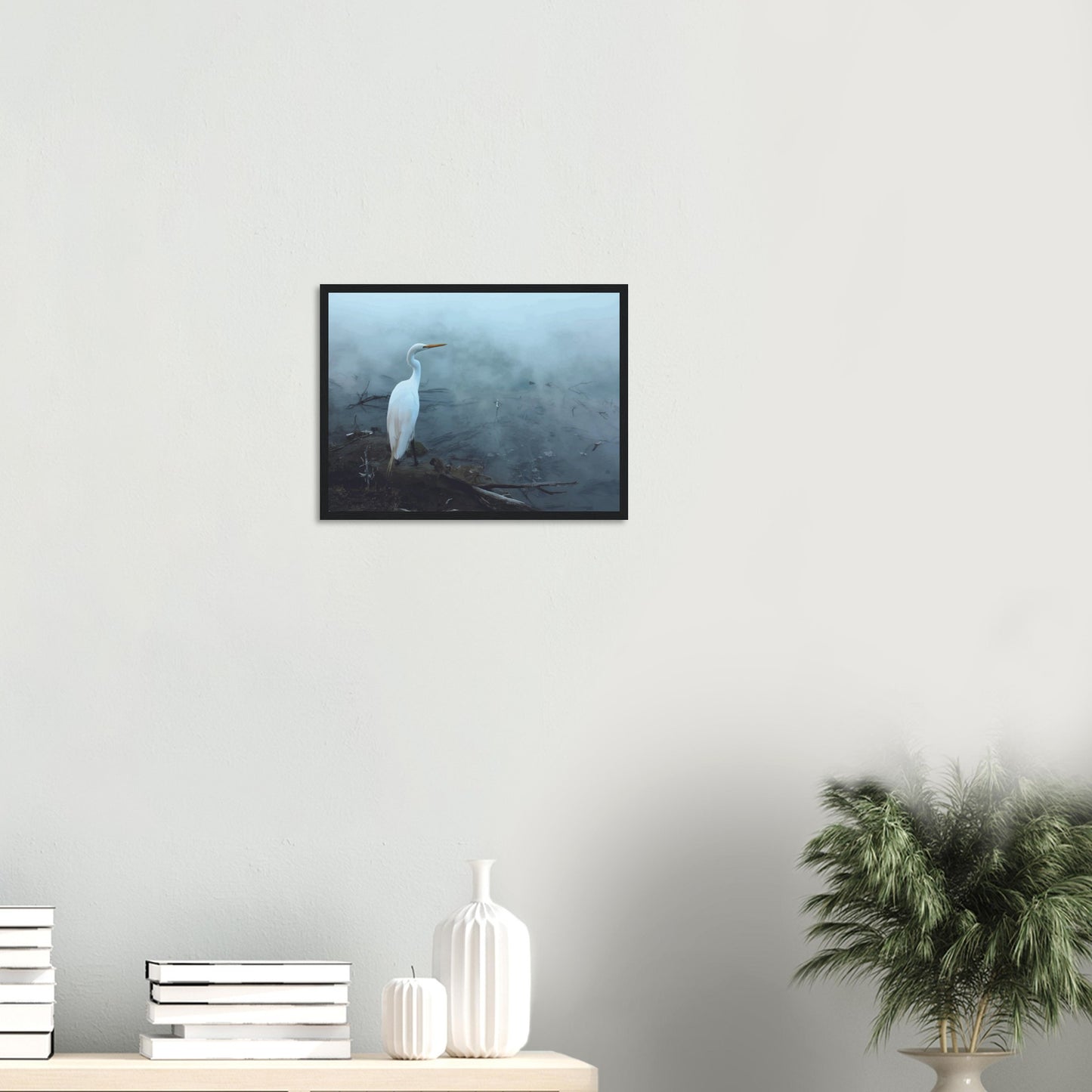 'Grace in the mist' captures the graceful presence of the Kōtuku (white heron) standing still on the edge of a steaming geothermal pool.