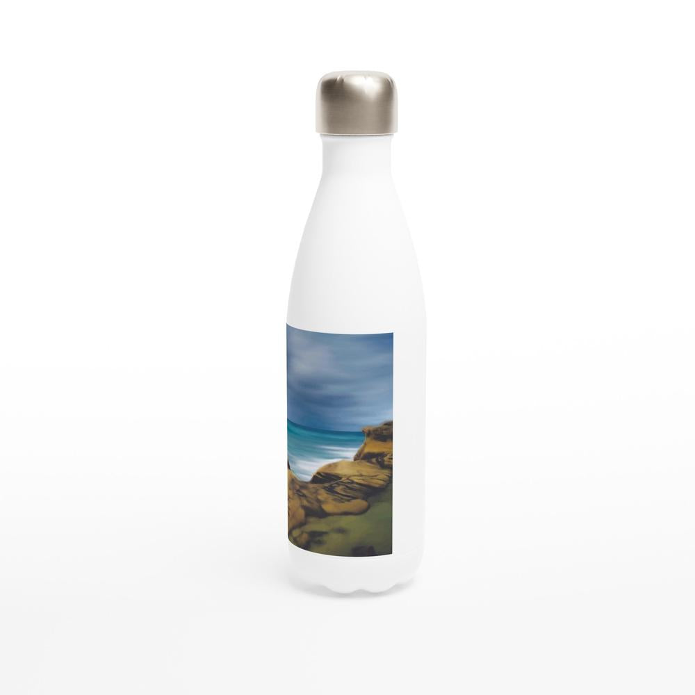 Designer stainless steel water bottle with original artwork by NZ designer
