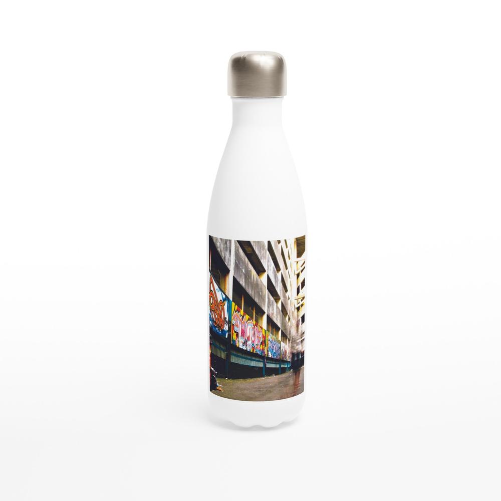 Designer stainless steel water bottle with original artwork by NZ designer