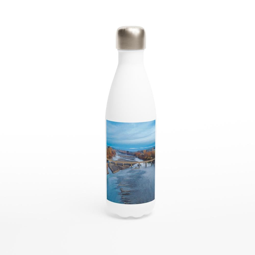 Designer stainless steel water bottle with original artwork by NZ designer