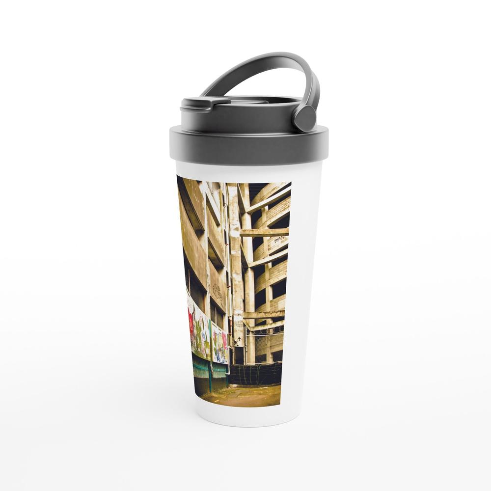 Designer stainless steel travel mug with artwork by NZ designer