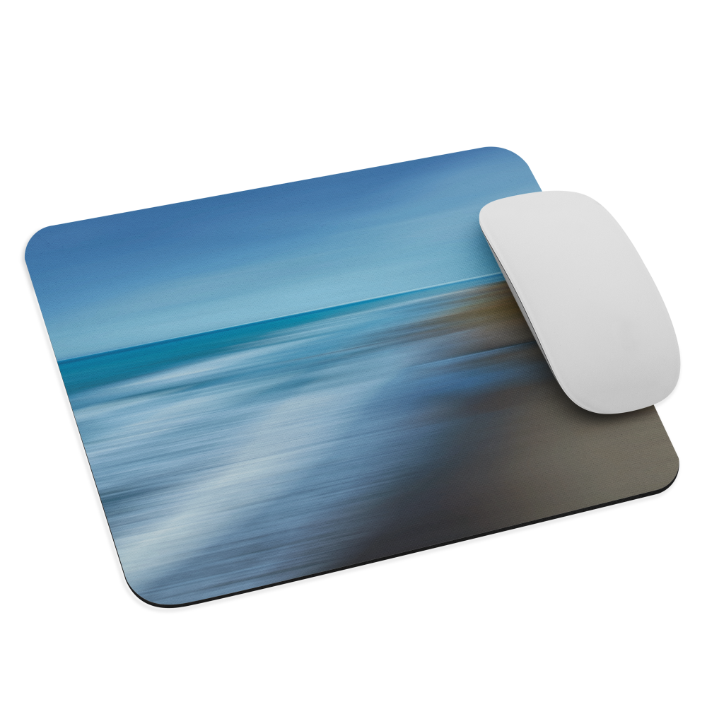 Ocean Breeze phone case with abstract blue and sandy tones inspired by sea and sky.