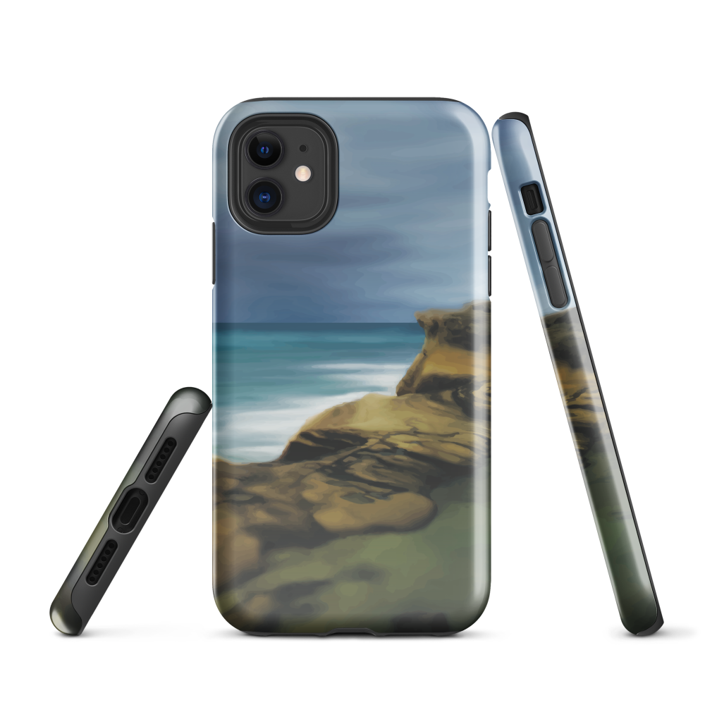 Castlepoint coastal phone case with cliffs, ocean and sky. New Zealand landscape art by designer Ben Hart.