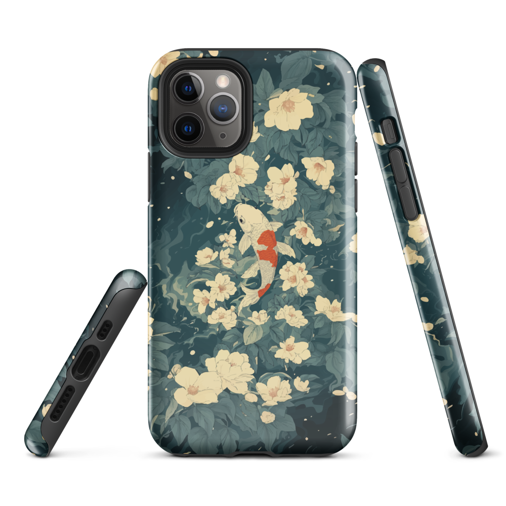 'Koi', a stunning phone case inspired by the graceful elegance of koi fish gliding through a peaceful pond.