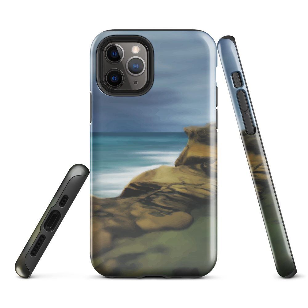 Castlepoint coastal phone case with cliffs, ocean and sky. New Zealand landscape art by designer Ben Hart.
