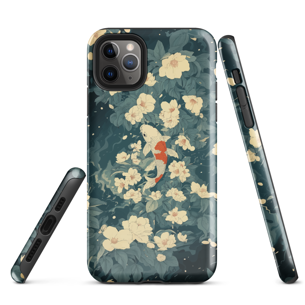 'Koi', a stunning phone case inspired by the graceful elegance of koi fish gliding through a peaceful pond.