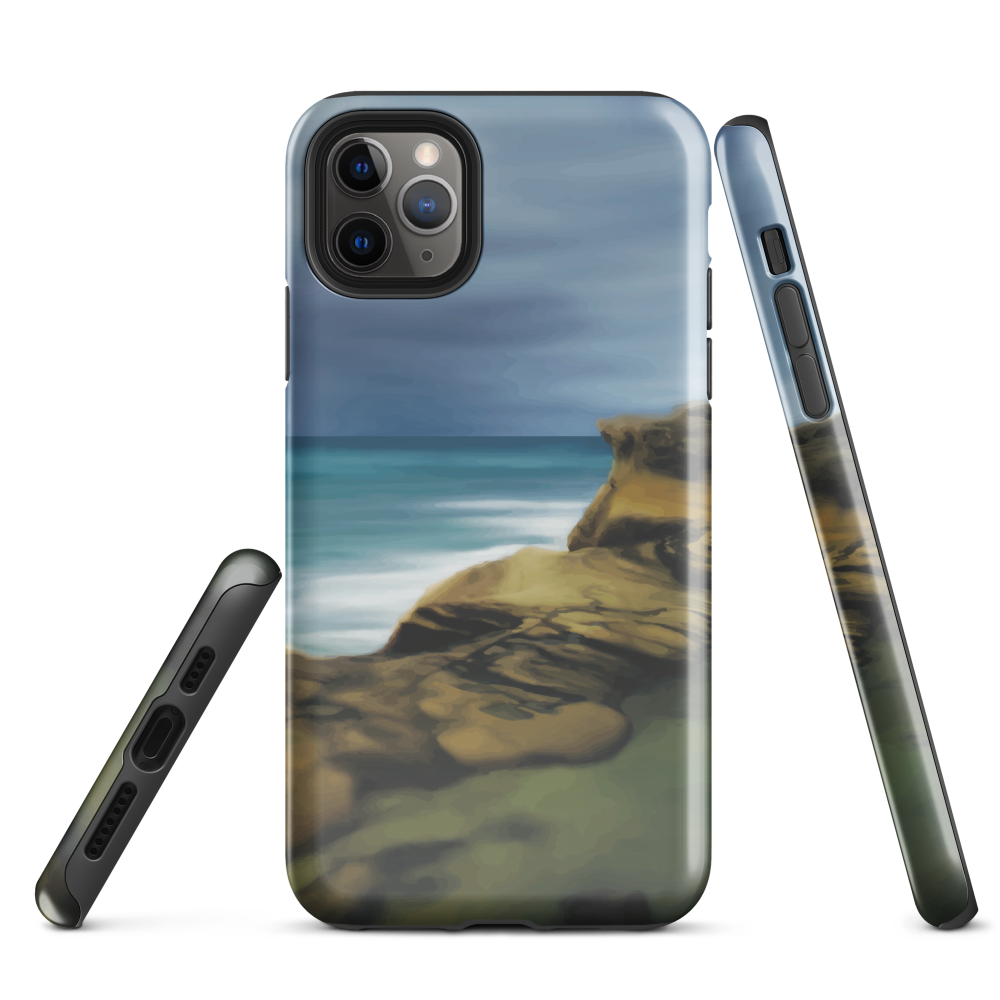 Castlepoint coastal phone case with cliffs, ocean and sky. New Zealand landscape art by designer Ben Hart.