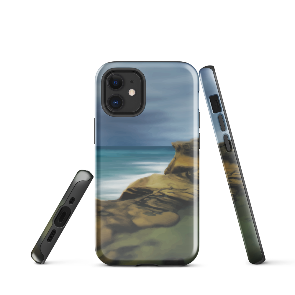 Castlepoint coastal phone case with cliffs, ocean and sky. New Zealand landscape art by designer Ben Hart.