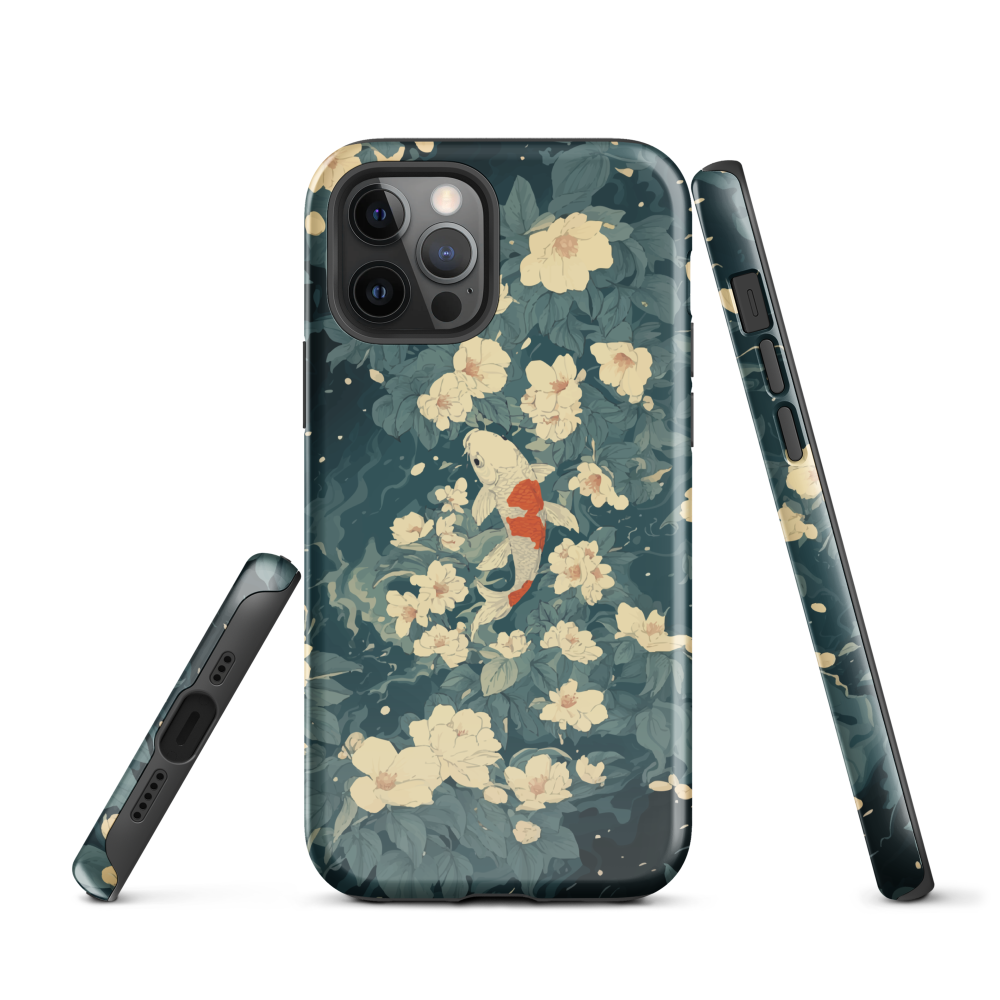 'Koi', a stunning phone case inspired by the graceful elegance of koi fish gliding through a peaceful pond.