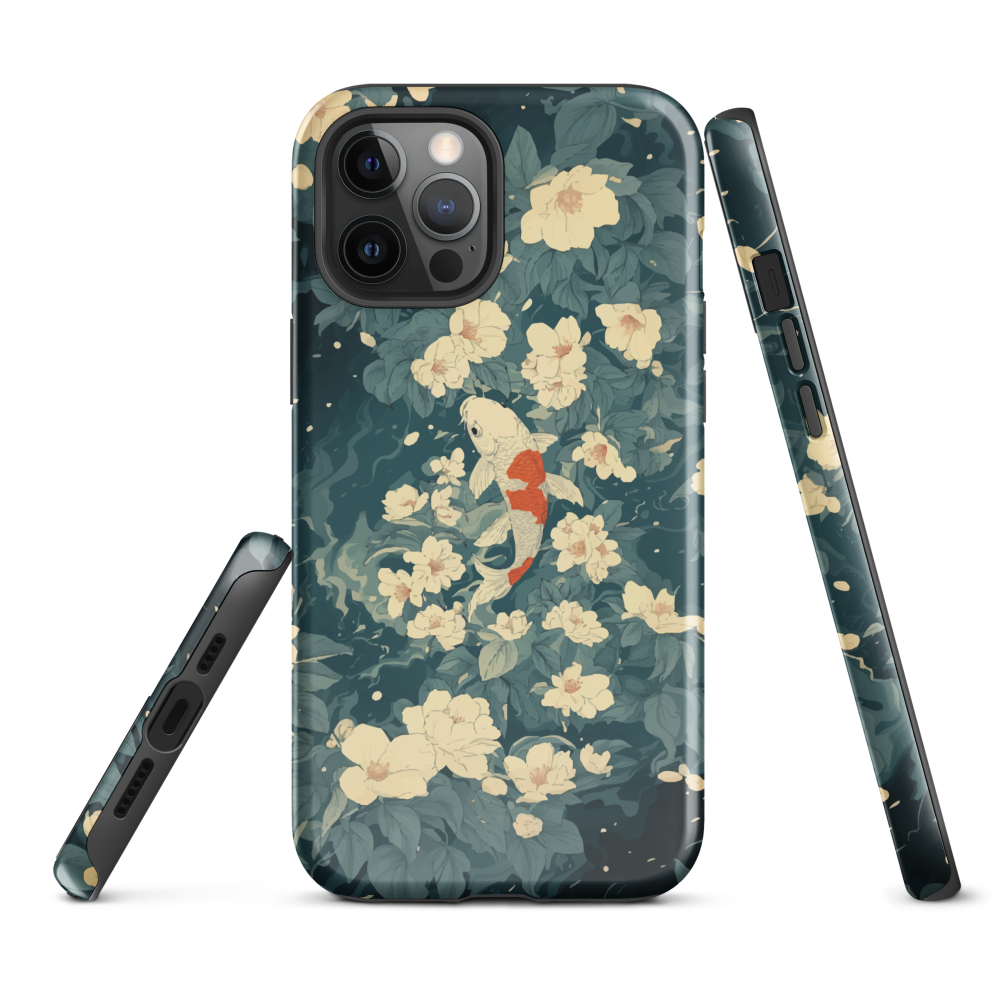 'Koi', a stunning phone case inspired by the graceful elegance of koi fish gliding through a peaceful pond.