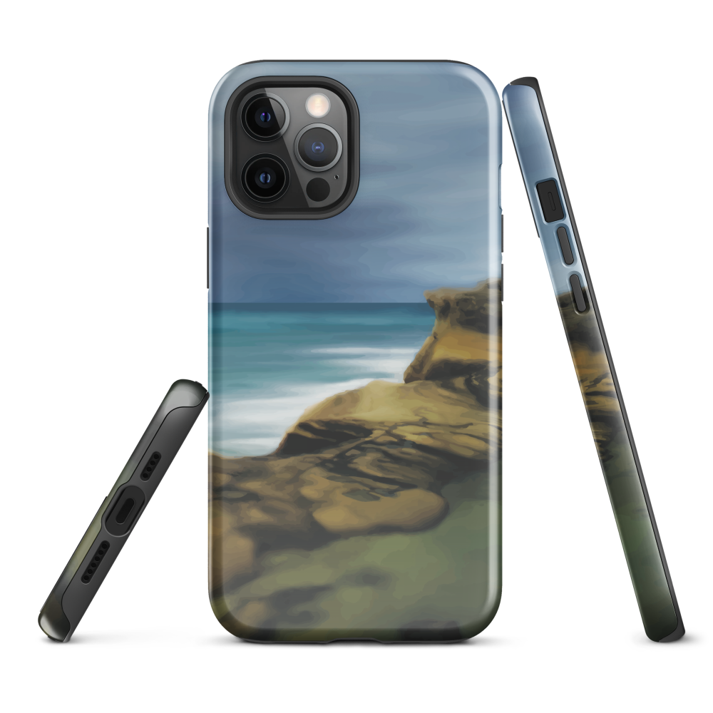 Castlepoint coastal phone case with cliffs, ocean and sky. New Zealand landscape art by designer Ben Hart.