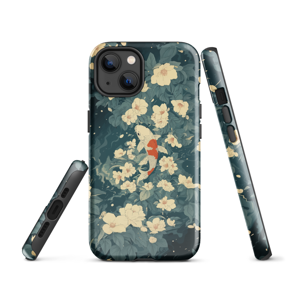'Koi', a stunning phone case inspired by the graceful elegance of koi fish gliding through a peaceful pond.
