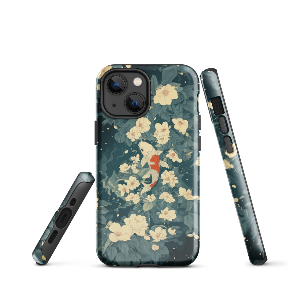 'Koi', a stunning phone case inspired by the graceful elegance of koi fish gliding through a peaceful pond.