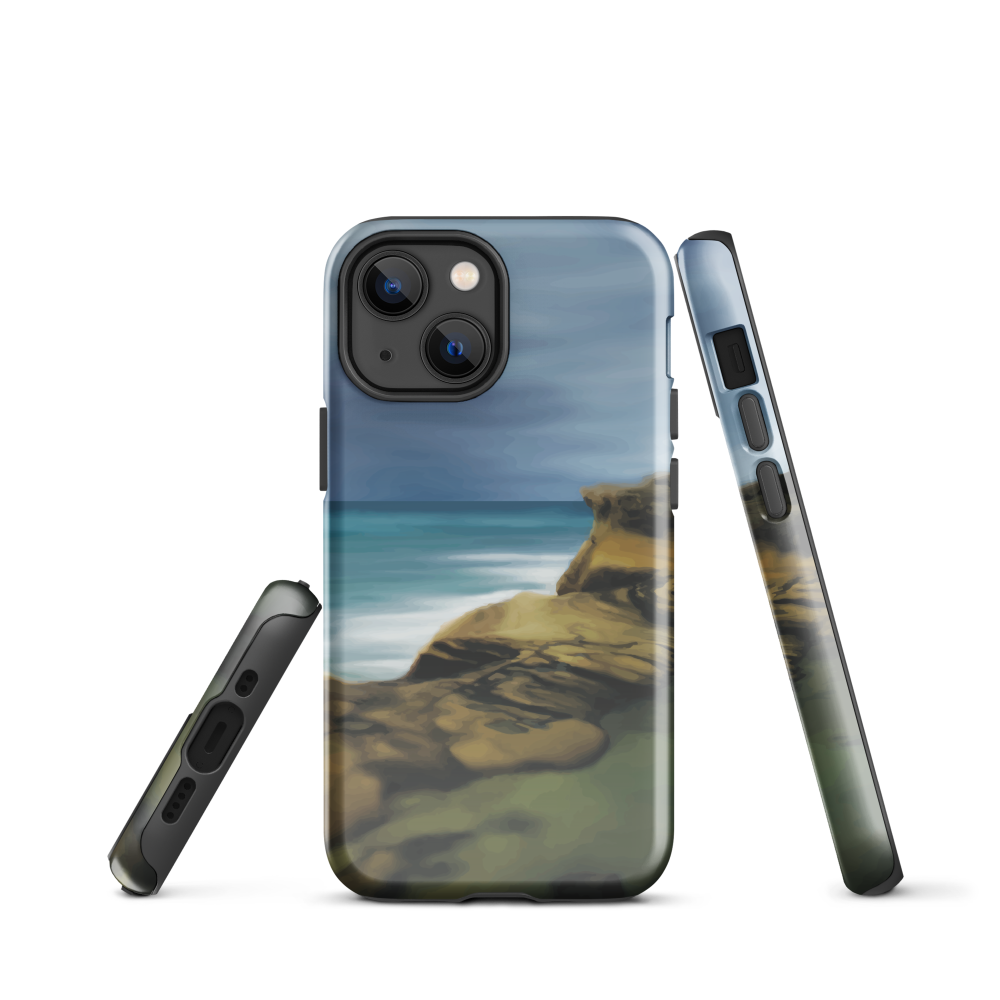 Castlepoint coastal phone case with cliffs, ocean and sky. New Zealand landscape art by designer Ben Hart.