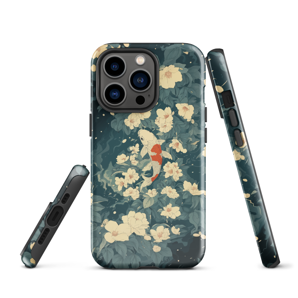'Koi', a stunning phone case inspired by the graceful elegance of koi fish gliding through a peaceful pond.