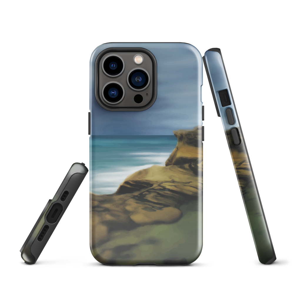Castlepoint coastal phone case with cliffs, ocean and sky. New Zealand landscape art by designer Ben Hart.