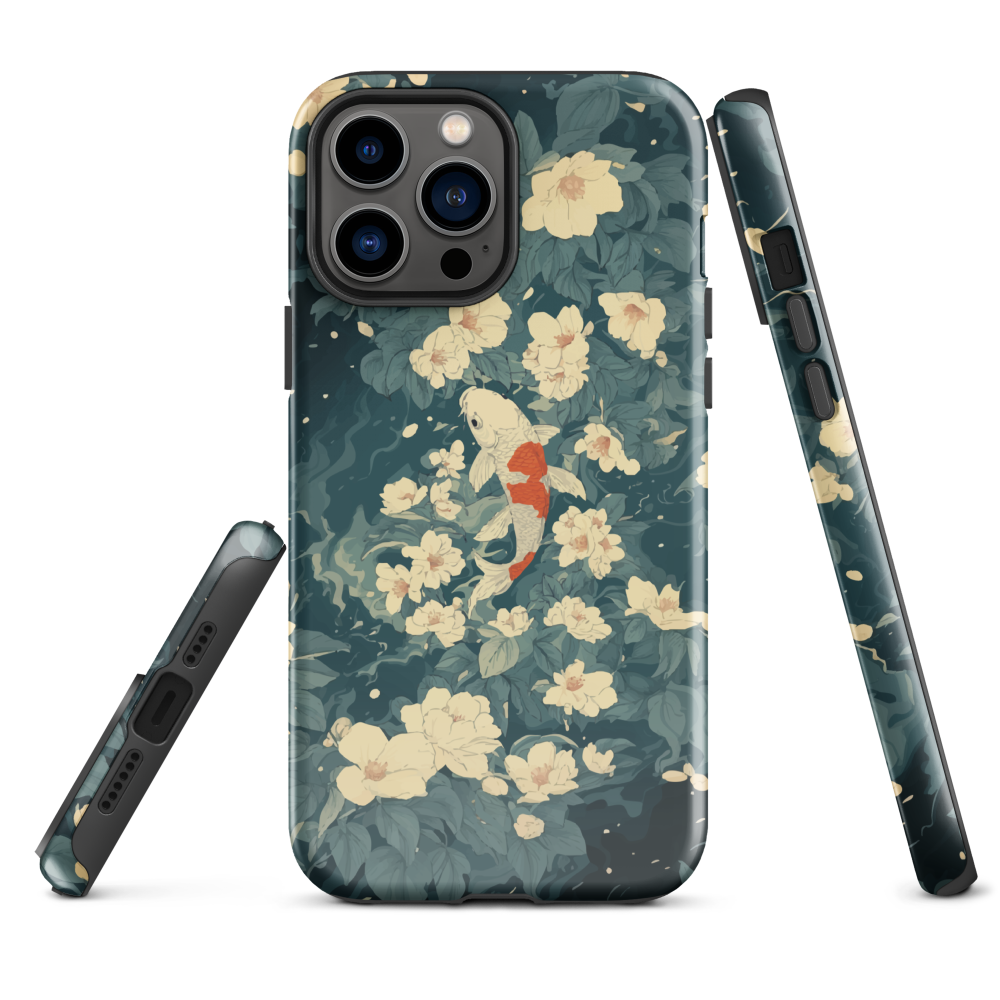 'Koi', a stunning phone case inspired by the graceful elegance of koi fish gliding through a peaceful pond.