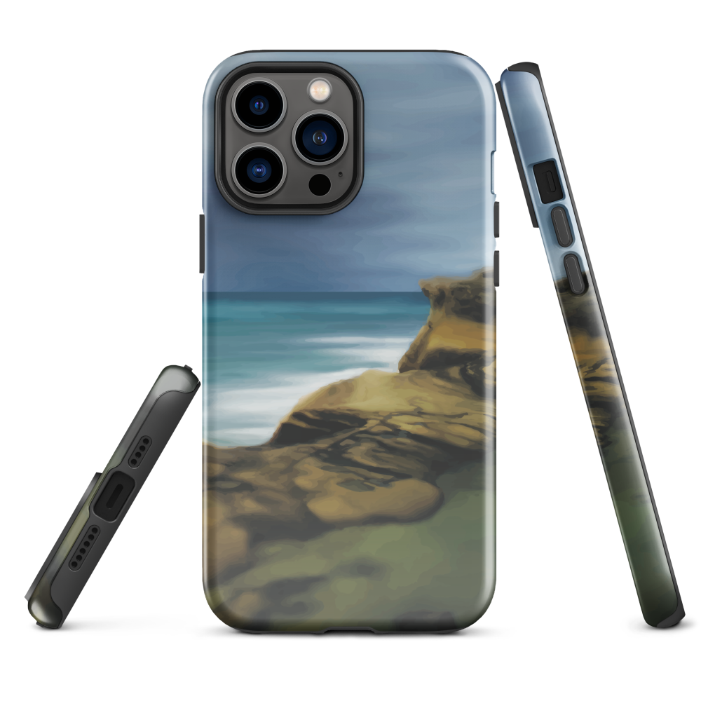 Castlepoint coastal phone case with cliffs, ocean and sky. New Zealand landscape art by designer Ben Hart.