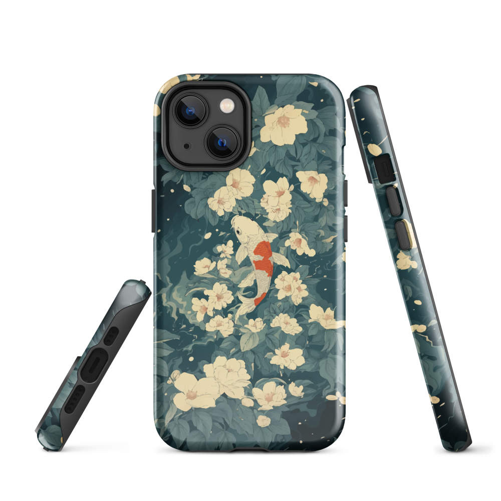 'Koi', a stunning phone case inspired by the graceful elegance of koi fish gliding through a peaceful pond.