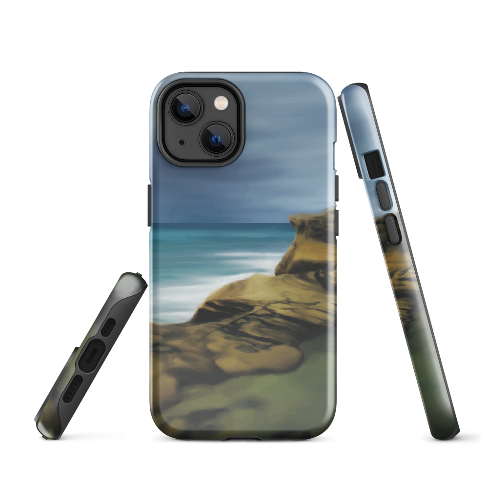 Castlepoint coastal phone case with cliffs, ocean and sky. New Zealand landscape art by designer Ben Hart.