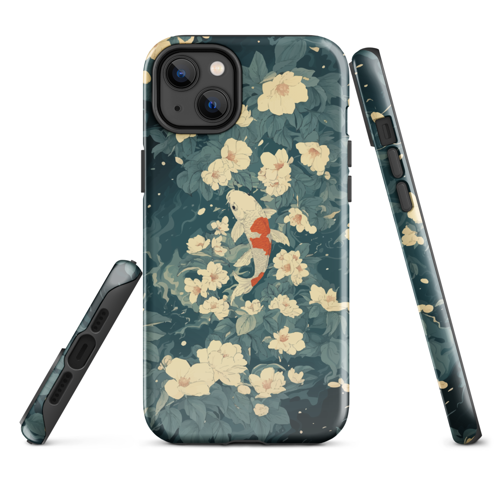 'Koi', a stunning phone case inspired by the graceful elegance of koi fish gliding through a peaceful pond.