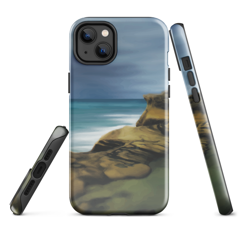 Castlepoint coastal phone case with cliffs, ocean and sky. New Zealand landscape art by designer Ben Hart.