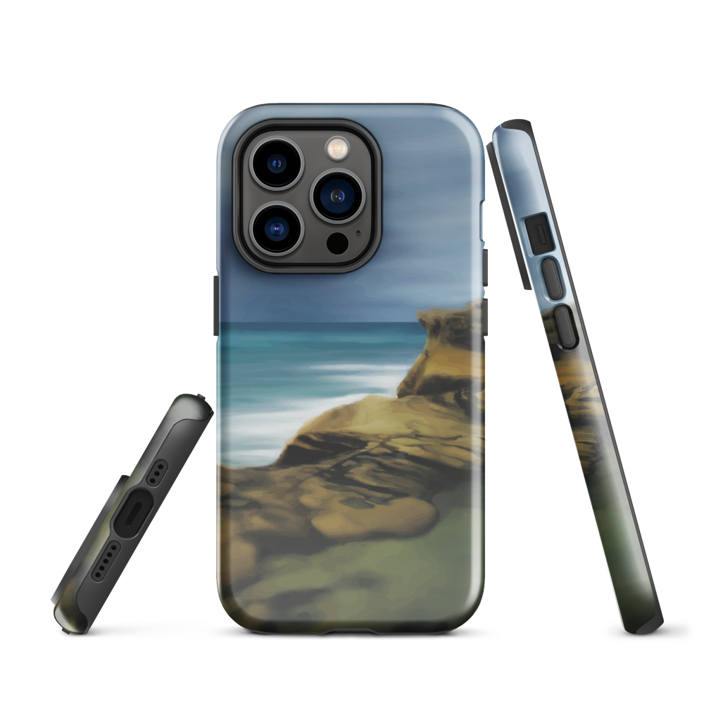 Castlepoint coastal phone case with cliffs, ocean and sky. New Zealand landscape art by designer Ben Hart.