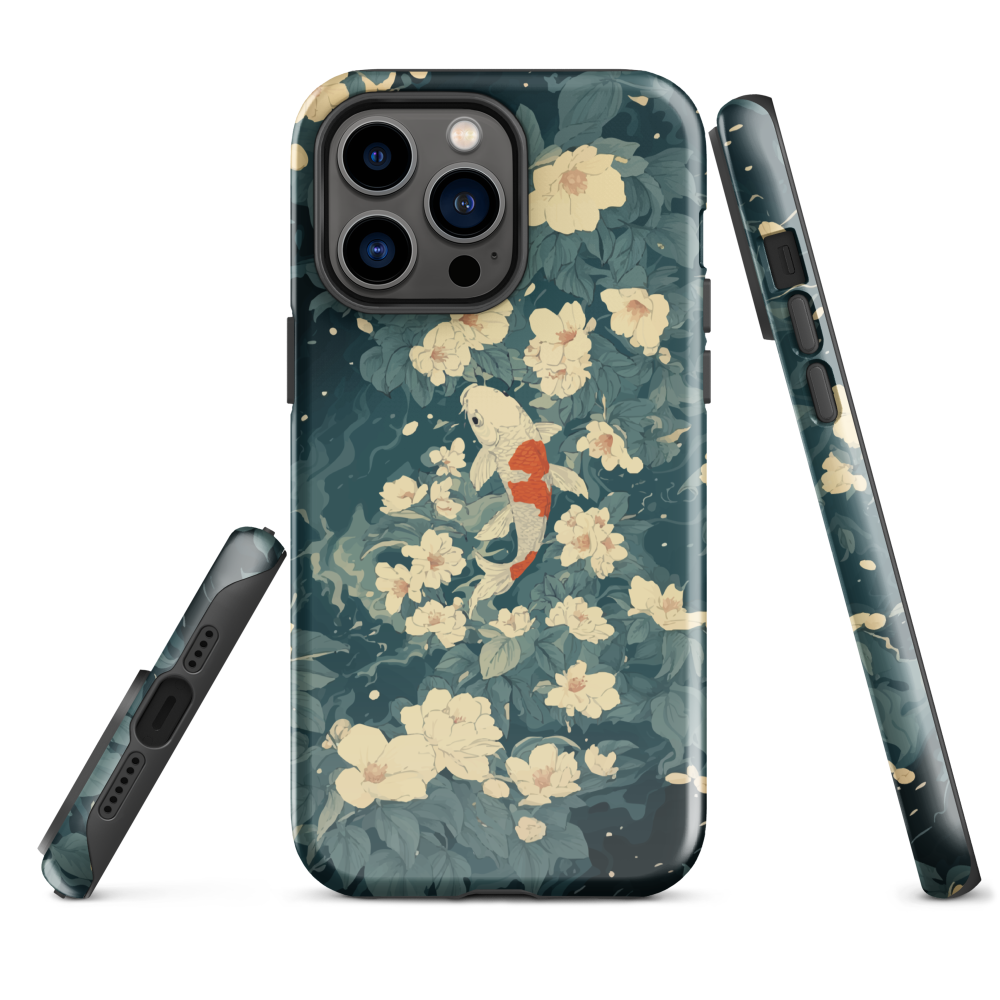'Koi', a stunning phone case inspired by the graceful elegance of koi fish gliding through a peaceful pond.