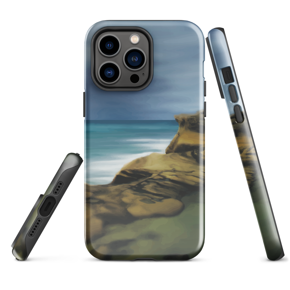 Castlepoint coastal phone case with cliffs, ocean and sky. New Zealand landscape art by designer Ben Hart.