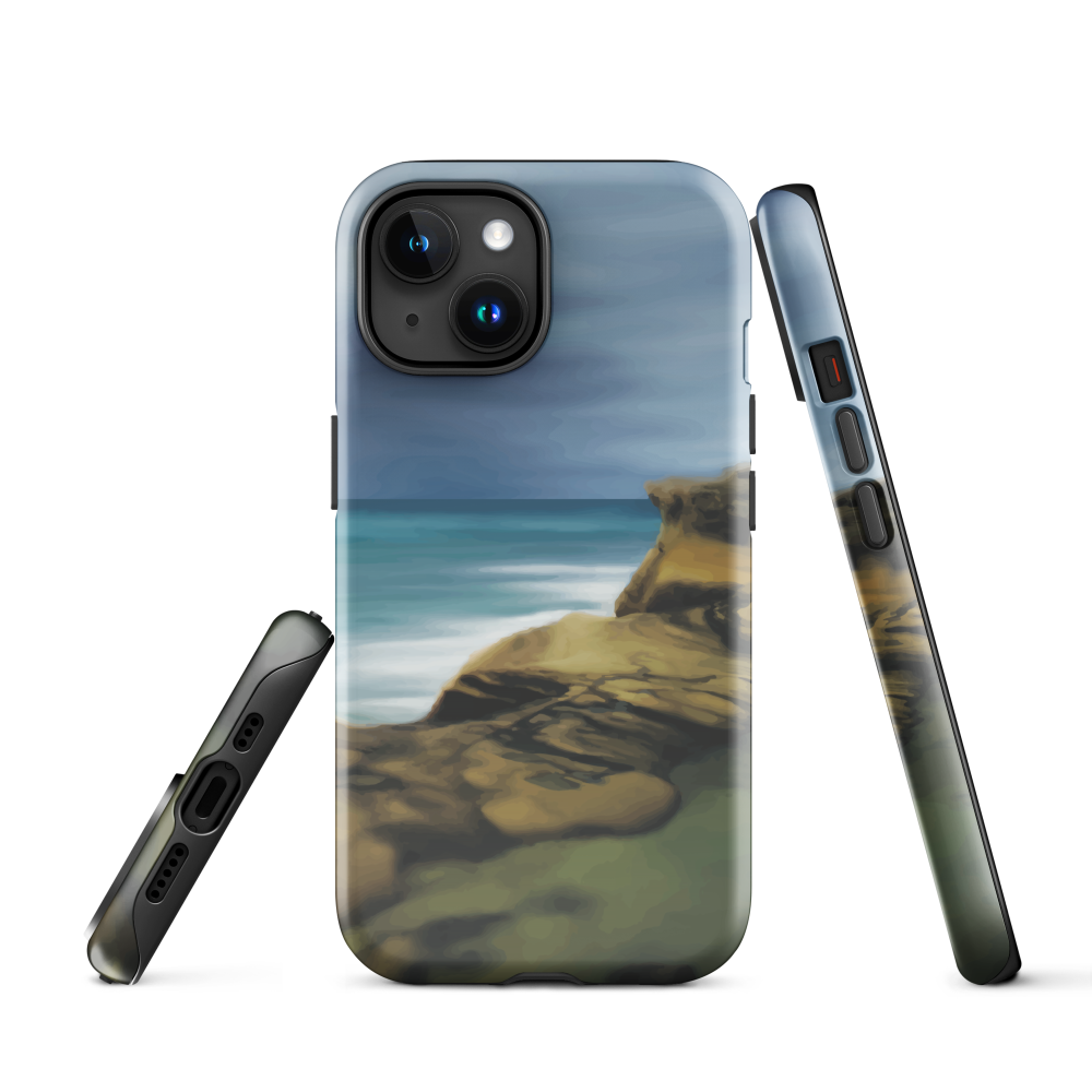 Castlepoint coastal phone case with cliffs, ocean and sky. New Zealand landscape art by designer Ben Hart.