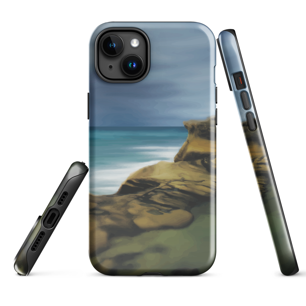 Castlepoint coastal phone case with cliffs, ocean and sky. New Zealand landscape art by designer Ben Hart.