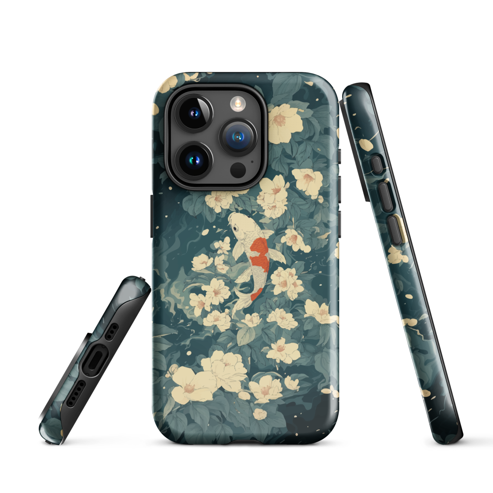 'Koi', a stunning phone case inspired by the graceful elegance of koi fish gliding through a peaceful pond.