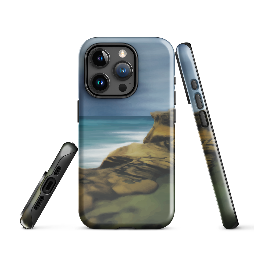 Castlepoint coastal phone case with cliffs, ocean and sky. New Zealand landscape art by designer Ben Hart.