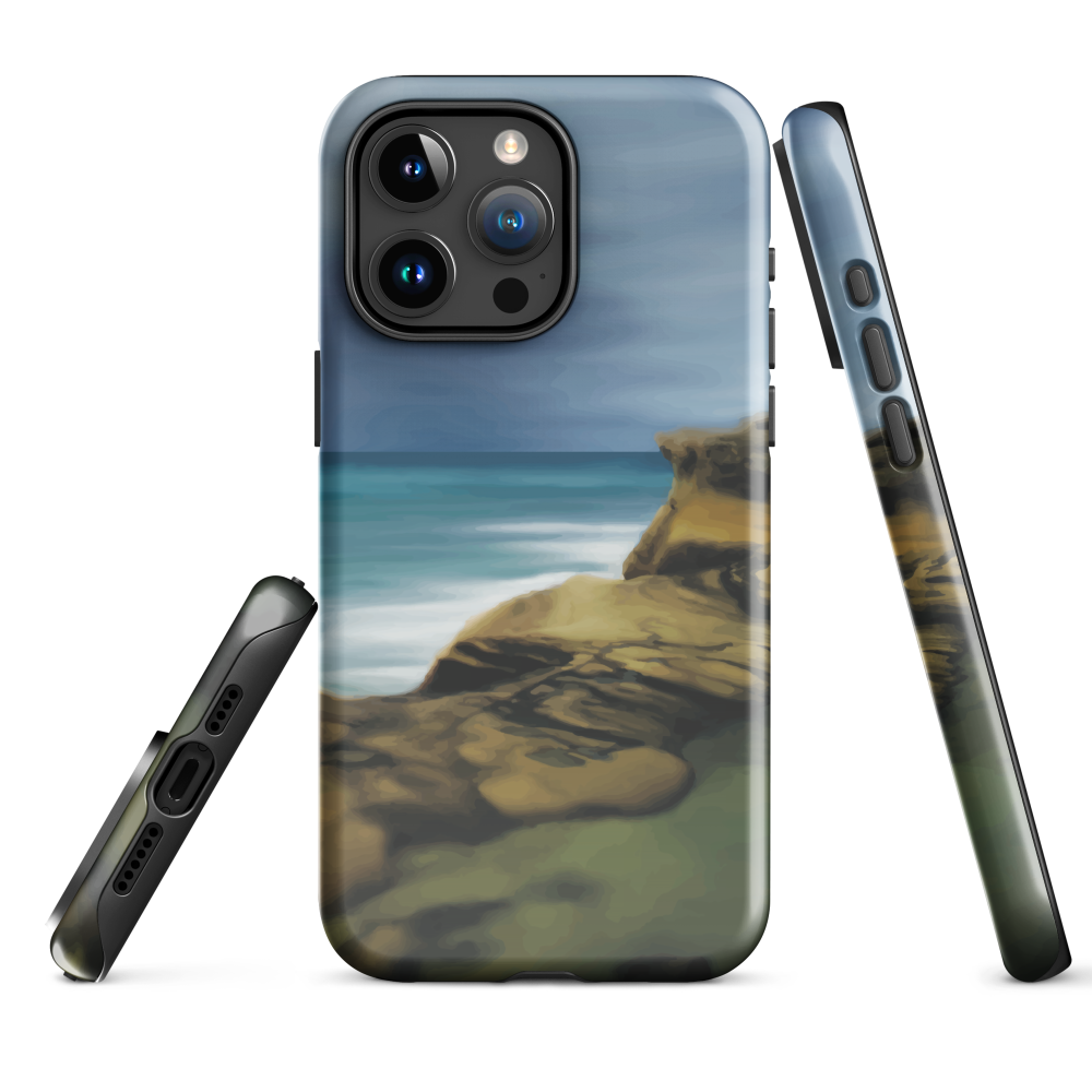 Castlepoint coastal phone case with cliffs, ocean and sky. New Zealand landscape art by designer Ben Hart.