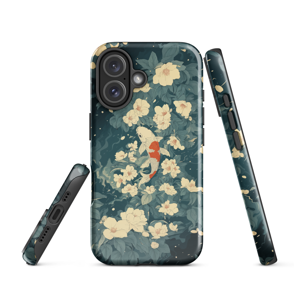 'Koi', a stunning phone case inspired by the graceful elegance of koi fish gliding through a peaceful pond.
