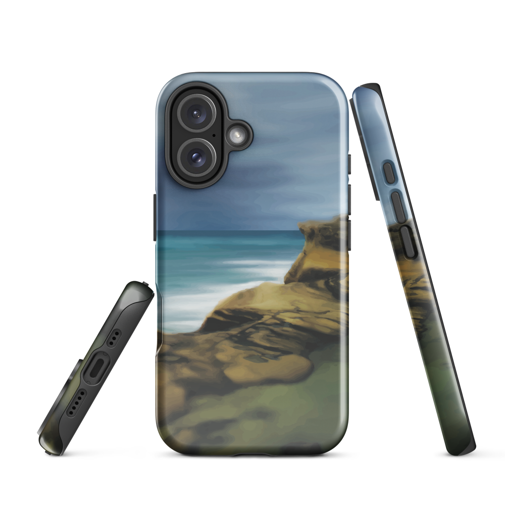 Castlepoint coastal phone case with cliffs, ocean and sky. New Zealand landscape art by designer Ben Hart.