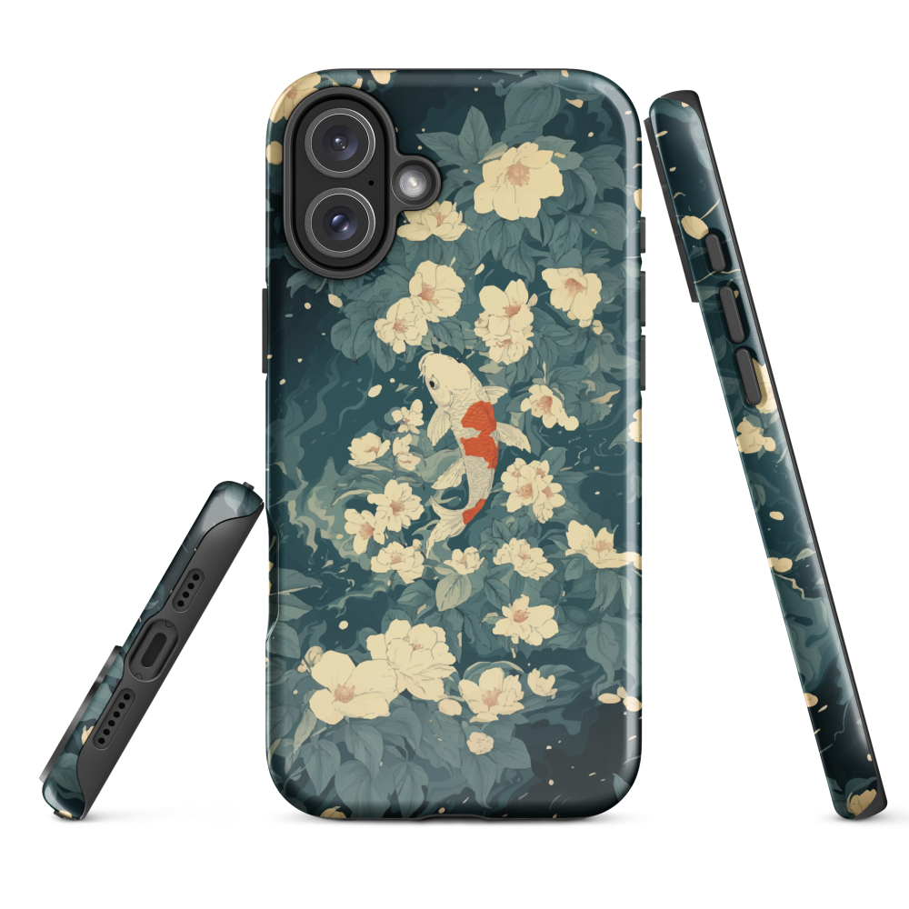 'Koi', a stunning phone case inspired by the graceful elegance of koi fish gliding through a peaceful pond.
