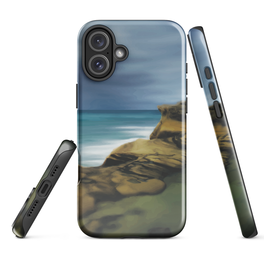 Castlepoint coastal phone case with cliffs, ocean and sky. New Zealand landscape art by designer Ben Hart.