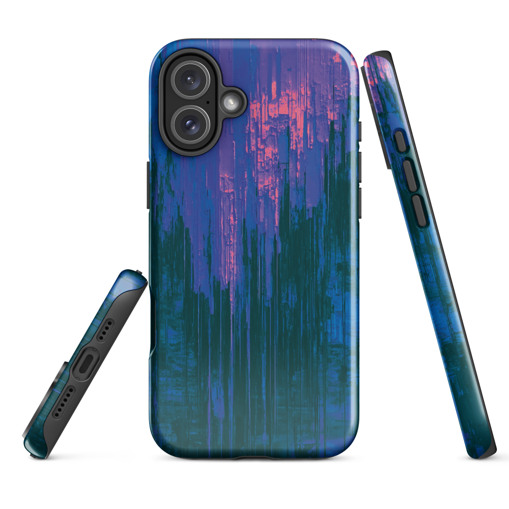 Digital Glitch iPhone case. This striking artwork features a dynamic distortion effect that mimics the visual chaos of a digital malfunction—glitchy lines, vibrant streaks, and pixel-like patterns merge into a futuristic aesthetic. It’s a perfect blend of modern design and edgy street style.