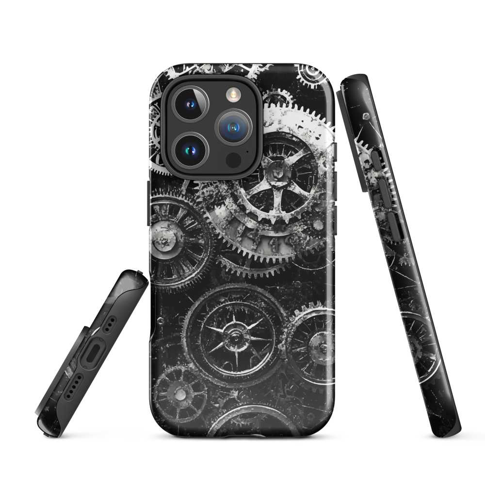 'Clockwork' iPhone phone case, a stunning fusion of gears, cogs, and vintage industrial charm. Inspired by the beauty of classic timepieces and steampunk aesthetics.
